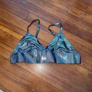 metallic v neck bralette